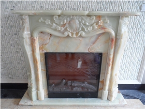 China White Onyx Fireplace