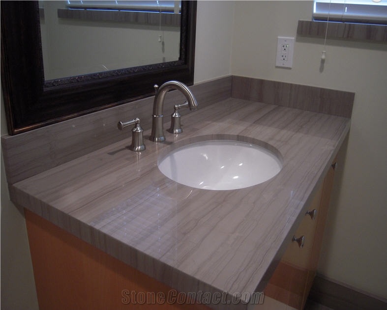 Autumn Ashes - Grey Wood Grain Marble Vanity Top