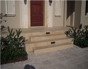 Jerusalem Gold Steps and Noche Travertine Pavement, Jerusalem Gold Yellow Limestone Steps