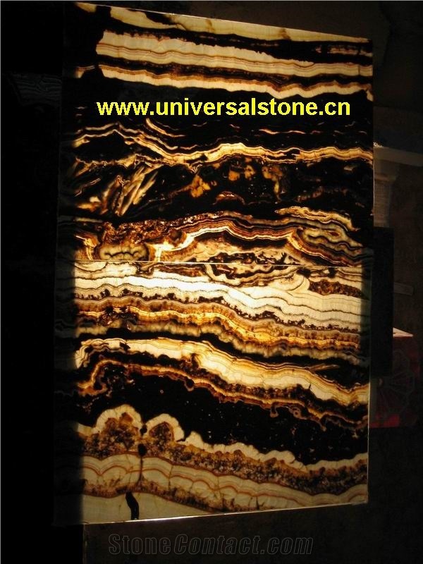 Backlit Golden Cloud Onyx Wall Decoration