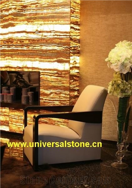 Black Sea Onyx Fireplace Wall Panel