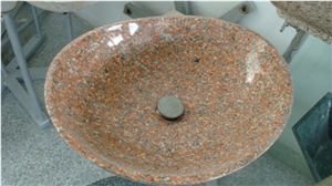 Peach Red Granite Wash Basin