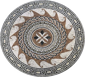 Travertine/Marble Mixed Mosaic Medallion