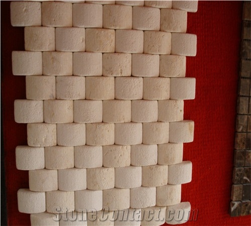 Yellow Sandstone Waved Mosaic Tile