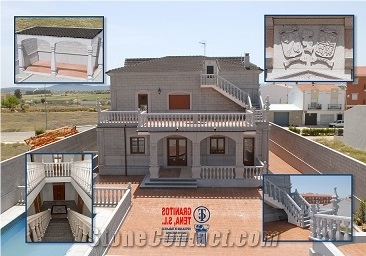 Columns, Pedestals, Grey Quintana White Granite, Gris Quintana Grey Granite Columns