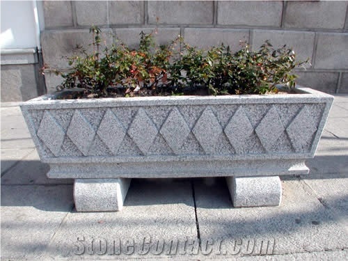 White Amanecer Granite Planters, Amanecer White Granite