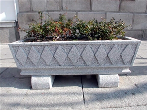 White Amanecer Granite Planters, Amanecer White Granite