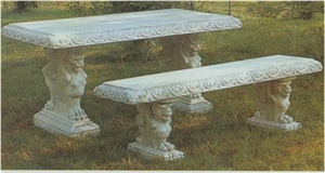 Antique Bluestone Bench, White Blue Stone Bench
