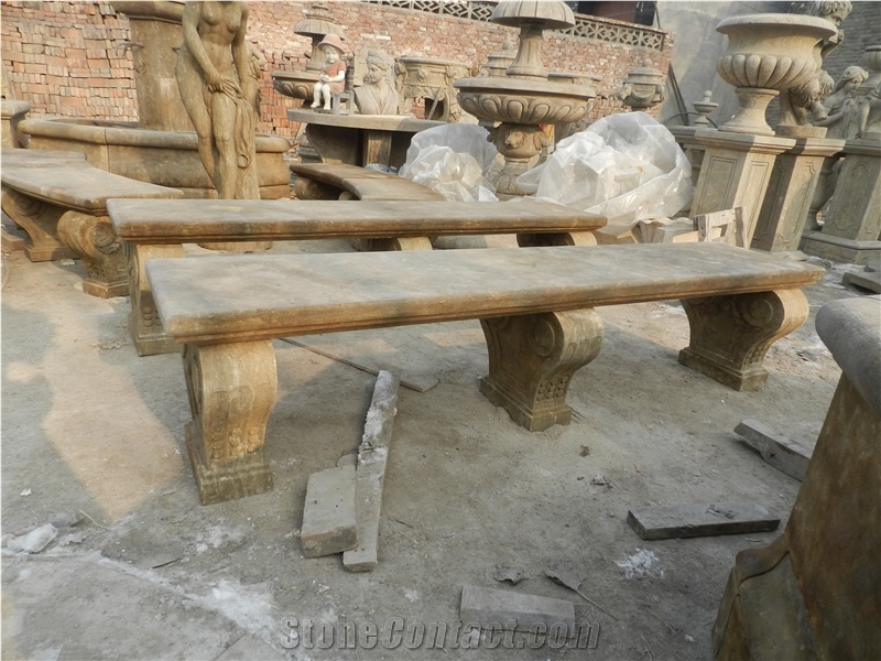 Antique Garden Bench,Beige Marble Garden Bench