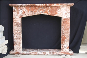 Chicken Red Marble Fireplace Mantel