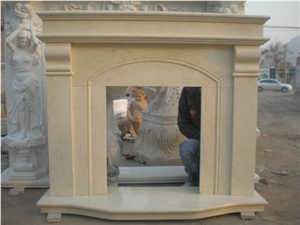 Egypt Cream Marble Fireplace Mantel 5541, Yellow Marble Fireplace Mantel