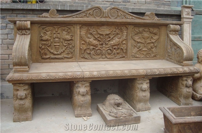 Brown Marble Garden Bench