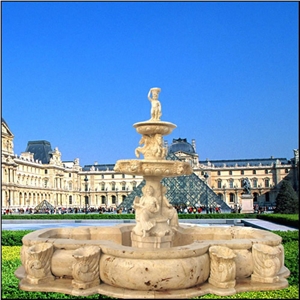 Large Statuary Garden Fountain 2018, Beige Marble Garden Fountain
