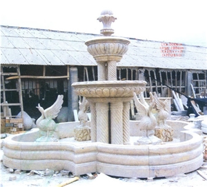 Marble Large Statuary Garden Fountain, Pink Marble Garden Fountain