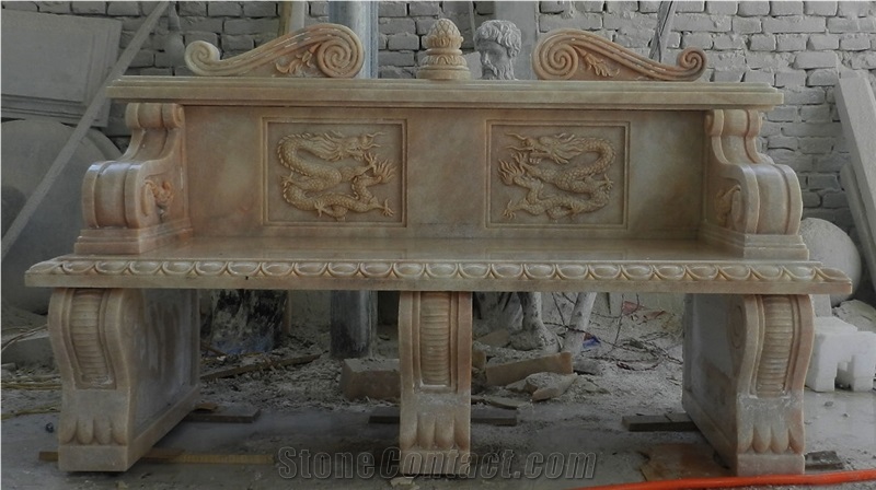 Sunset Marble Garden Bench, Red Marble Garden Bench
