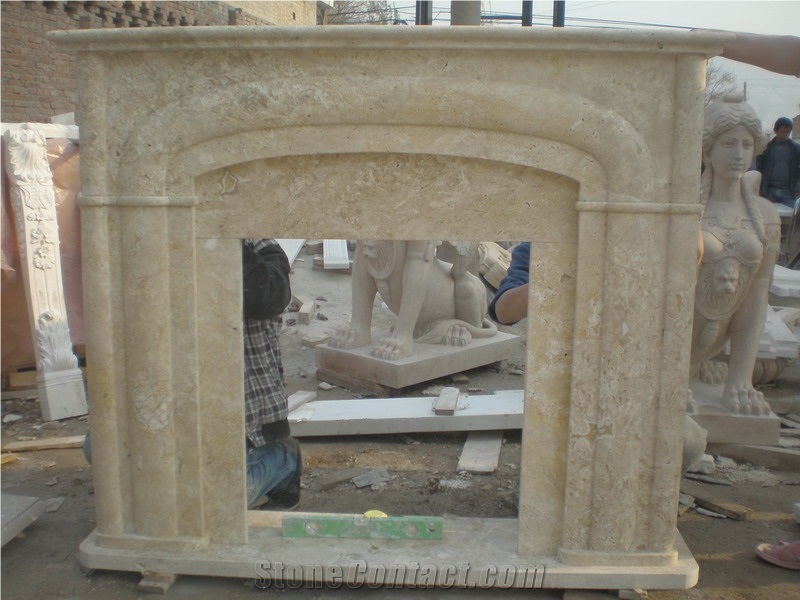 Travertine Fireplace Mantel 5531, Beige Travertine Fireplace Mantel