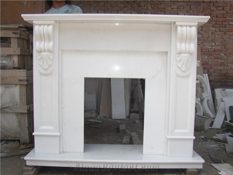 White Marble Fireplace Mantel 5522