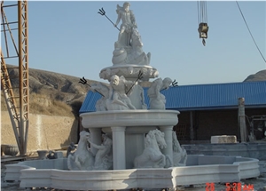 White Marble Large Statuary Garden Fountain 2017