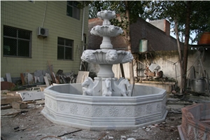 White Marble Large Statuary Garden Fountain