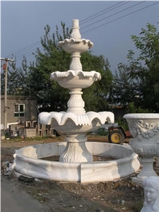 White Marble Large Statuary Garden Fountain