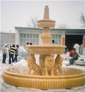 Yellow Marble Large Statuary Garden Fountain