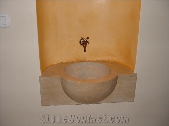 French Limestone Medium Ocher (Pierre De Limeyrat) Wash Basin
