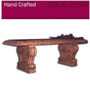 Rosso Sicilia Marble Bench, Red Marble