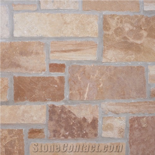 Arizona Sandstone Full Bed Veneer, Split Face Ashl, Beige Sandstone Building, Walling