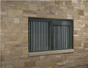 Arizona Sandstone Full Bed Veneer, Split Face Ashl, Beige Sandstone Building, Walling