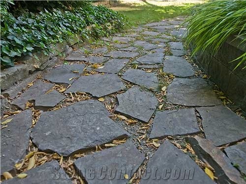 Indian Bluestone Random Pattern, India Bluestone Grey Blue Stone Cobble, Pavers