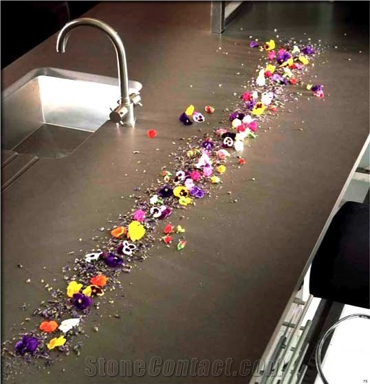 Red Quartz Stone Kitchen Countertops
