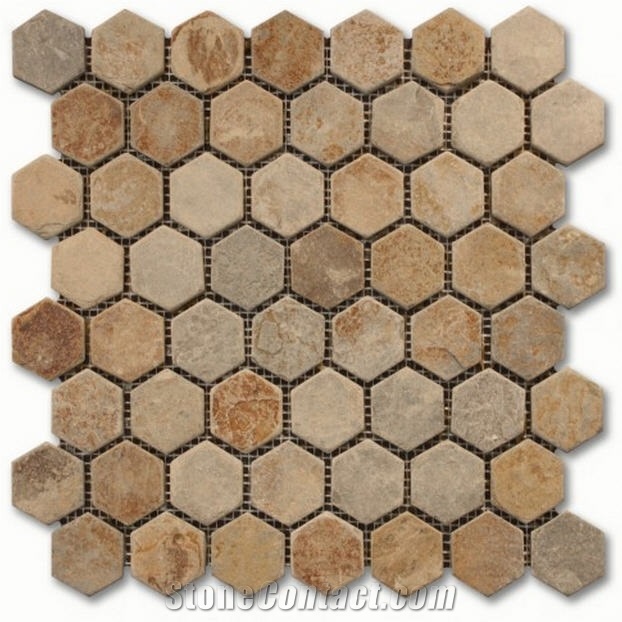 Hexagon Multicolor Slate Mosaic