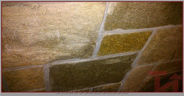 Golden Slate Building Stones,Walling, Radibush Golden Yellow Slate