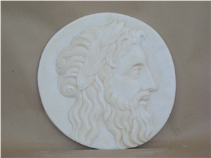 Zeus Ancient Copies, Dionysos White Marble Relief, Etching