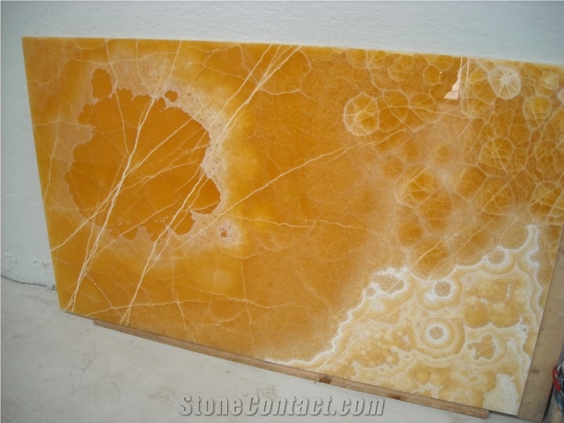 Orange Onyx Slabs, Iran Yellow Onyx