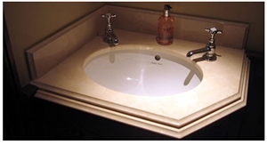 Hebron Gold Vanity Top, Beige Limestone