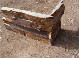 China Rust Slate Cultured Stone Corner, Rust Yellow Slate Corner Stone