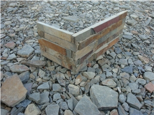 China Rust Slate Cultured Stone Corner, Rust Yellow Slate Corner Stone