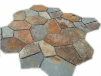 China Rust Slate Flagstine on Net,Rusty Yellow Slate Flagstone,China Yellow Slate Paving, Floor Covering