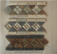 China Yellow Slate Skirting Border,Slate Mosaic Border