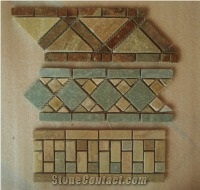 China Yellow Slate Skirting Border,Slate Mosaic Border