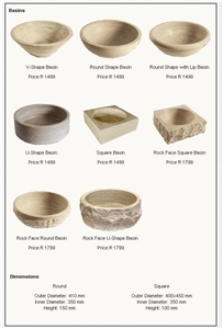 Travertine Basins, Denizli Beige Travertine Travertine Basins, Denizli Beige Travertine