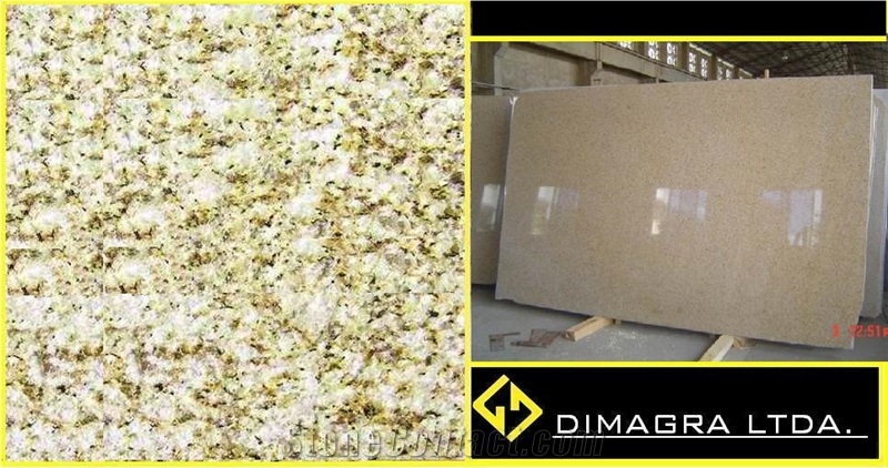 Amarillo Maracuya Granite Slabs, Colombia Yellow Granite