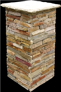 Stone Gate Hollow Pillar, Beige Quartzite Pier Caps, Quoins