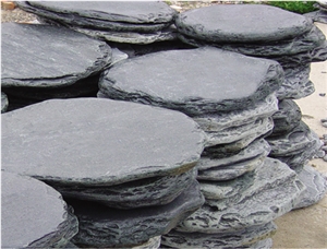 Tumbled Steppingstones, Black Slate Garden, Palisade Tumbled Steppingstones, Black Slate Garden, Palisade