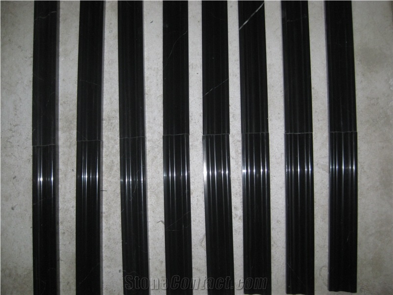 Black Marble Molding Stone Line, New Negro Marquina Black Marble Molding