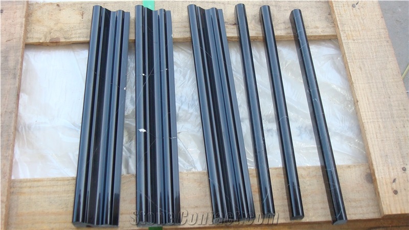 Black Stone Line Pencil Liner, New Negro Marquina Black Marble Pencil Liner