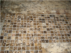 Marble Mosaic,Dark Emperador Brown Marble Mosaic