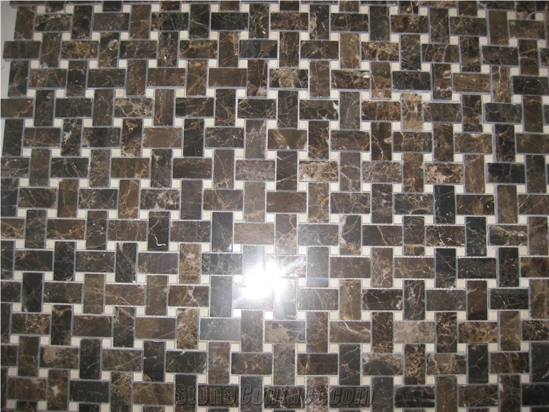 Marble Mosaic,Dark Emperador Brown Marble Mosaic