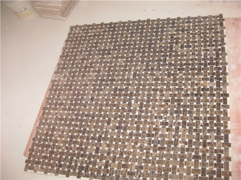 Marble Mosaic,Dark Emperador Brown Marble Mosaic